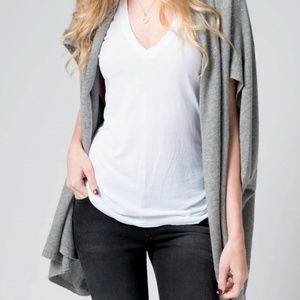 INHABIT Cashmere Cascade Cardigan in Alloy Grey